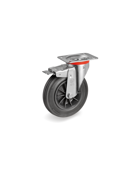 Roue / Roulette 160 mm avec frein pour bac roulant