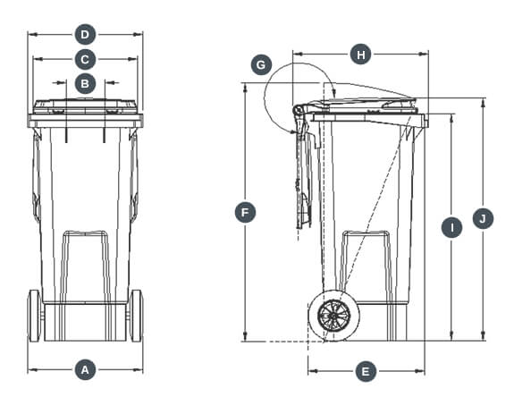 Bac roulant 120 L IPL Mastercart - Matière organique - Non-bio - Enviro